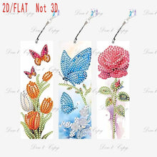 Load image into Gallery viewer, Three-piece diamond painting bookmark set, DIY creative colorful floral and butterfly design, with diamond book bookmarks
