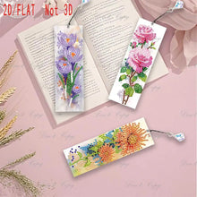 Load image into Gallery viewer, Three-piece diamond painting bookmark set, DIY creative colorful floral and butterfly design, with diamond book bookmarks
