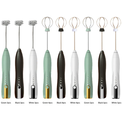 Electric Drink Mixer 3 Speeds Mini Stirrer Whipper Adjustable USB Rechargeable 14000rpm 1500mAh with TYPE-C/Mixing Head Wireless