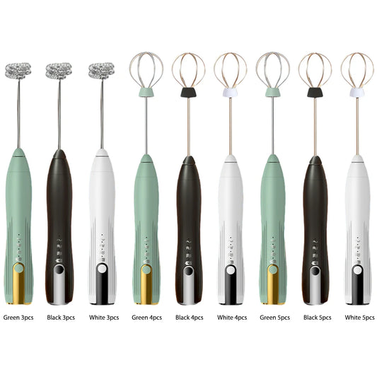 Electric Drink Mixer 3 Speeds Mini Stirrer Whipper Adjustable USB Rechargeable 14000rpm 1500mAh with TYPE-C/Mixing Head Wireless