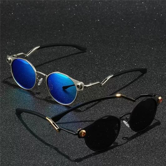 Mirror Sunglasses for Men Designer Brand Color Film All Steel Frame Spring Leg SUN GLASSES HD Outdoor Driving Sport Eyeglasses