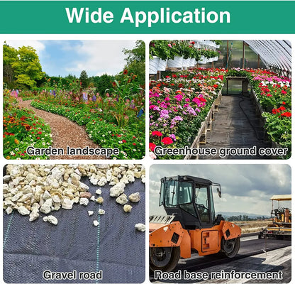 Garden Landscape Fabric Weed Barrier Heavy DutyDriveway Gardening Mat Polypropylene Ground Cover FlowerVegetable Raised Beds Law
