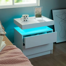 Load image into Gallery viewer, Set of 2 LED Nightstand with 2 Drawers, Bedside Table with Drawers for Bedroom Furniture, Side Bed Table with LED

