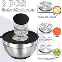 Load image into Gallery viewer, 8pcs Mixing Bowls with Airtight Lids Stainless Steel Mixing Bowl Set, Attachments  Bottoms, Black Kitchen Bowls, Baking Serving
