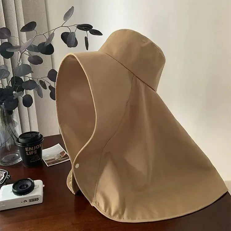 Summer Hats for Women Outdoor UV Anti Neck Protection Sun Visors for Lady Fishing Hiking Wide Brim Shawl Sunscreen Ponytail Cap