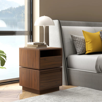 Rotatable Nightstand End Table, Bedside Table with 2 Drawers, 2 Drawer Dresser for Bedroom, Closet, Entryway, College Dorm