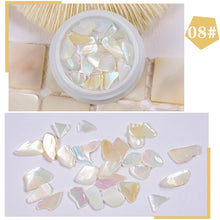 Load image into Gallery viewer, 1 Pot Nails Abalone Shell Fragments Texture Natural Sea Shell 3d Charm Nail Art Decoration Slice DIY Beauty Salon Tools new

