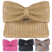 Load image into Gallery viewer, Women Weaving Clutch Bag Zipper Closure with Bow Simple Clutch Purse Versatile Female Party Wedding Bag
