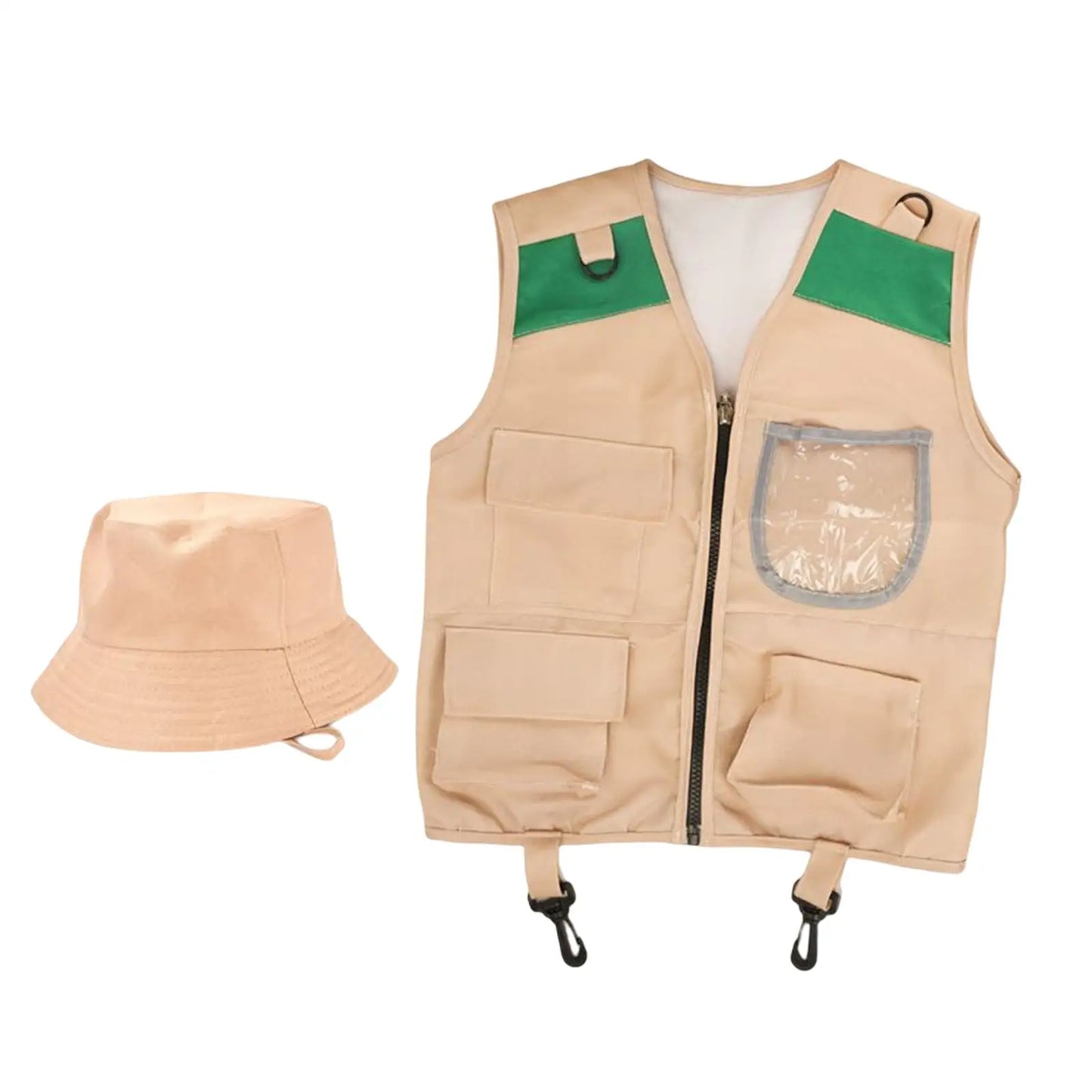 Kids Costume Vest Hat ,Nature Adventures Suit ,Dress up Cargo Vest and Hat Set, for Camping, Fishing ,Outdoor ,Party Activity