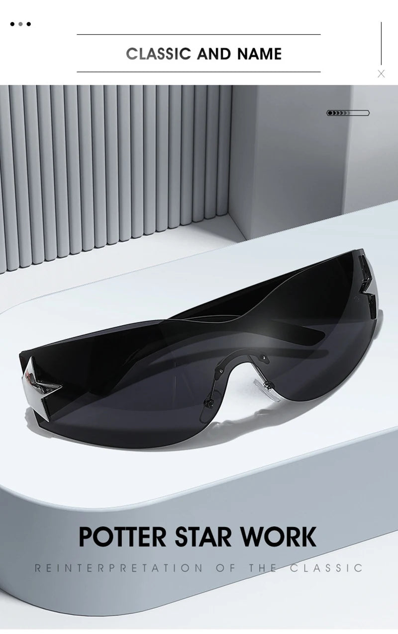 Fashion Sunglasses for Women Men Trendy Shield Wrap Around Sunglasses Oversized Fashion Frameless Sun Glasses