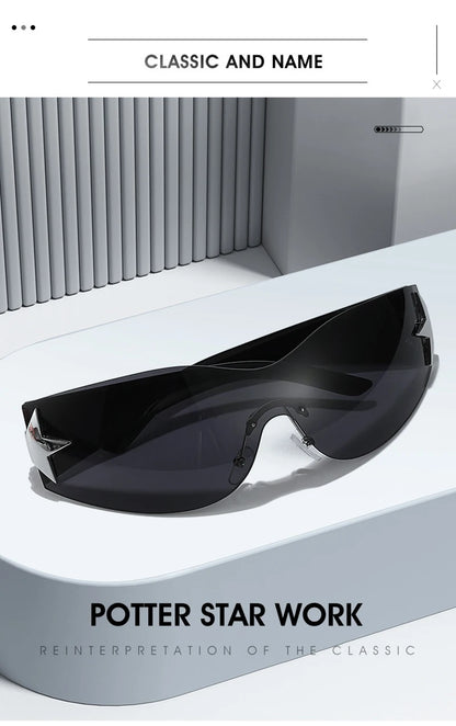 Fashion Sunglasses for Women Men Trendy Shield Wrap Around Sunglasses Oversized Fashion Frameless Sun Glasses