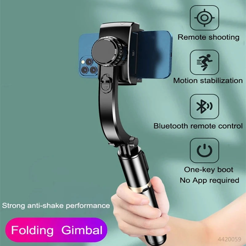 2025 NEW Gimbal Stabilizer Selfie Stick Foldable Wireless Tripod with Bluetooth Shutter Monopod for IOS Android