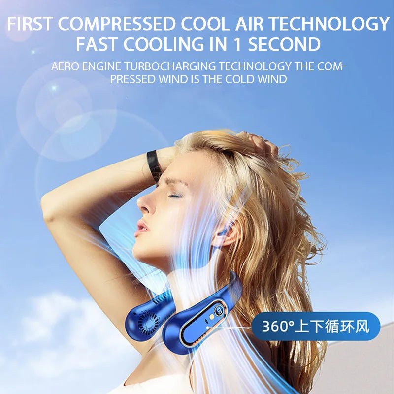 Hanging Neck Fan Digital Display Power Ventilador Bladeless Neckband Fan Portable Mini Air Cooler USB Rechargeable Electric Fans