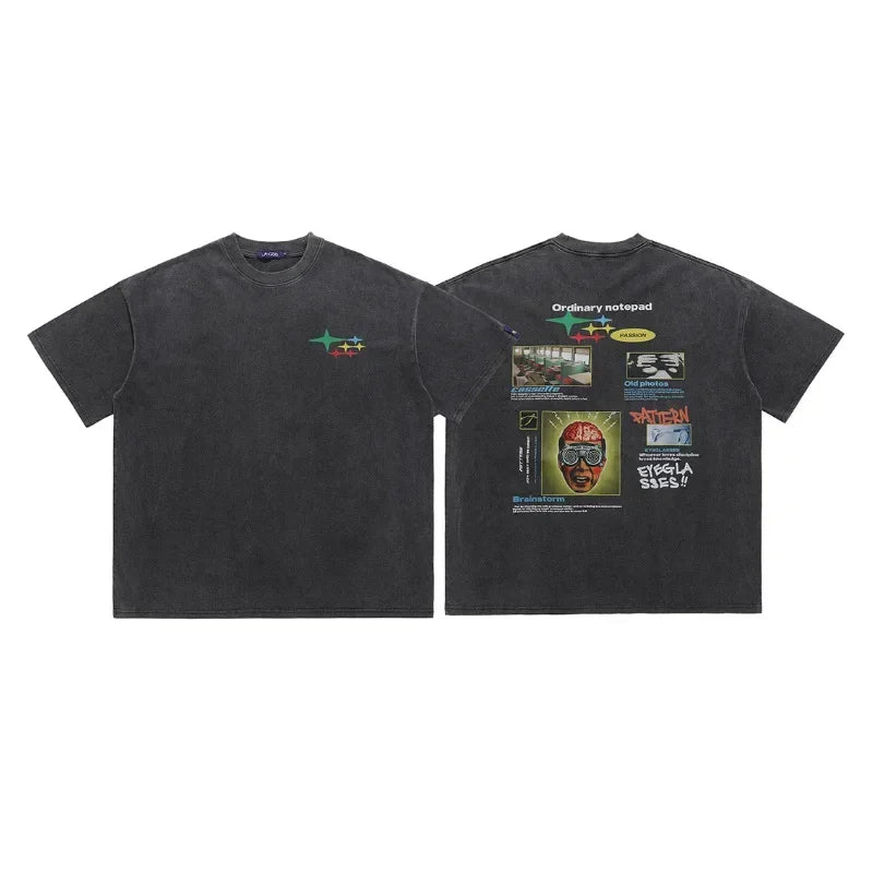 Graphic T Shirt Men Street Wear Couple T-shirt Harajuku Vintage T Shirt 2023 Summer Oversized T Shirt Y2k Clothes
