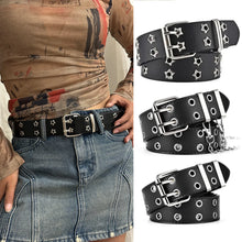 Load image into Gallery viewer, Women&#39;s Belt  Large size Double Hole Men Belt Punk Hip Hop Rock Style Subculture Y2K Belt Punch Free Belt for Men and Women
