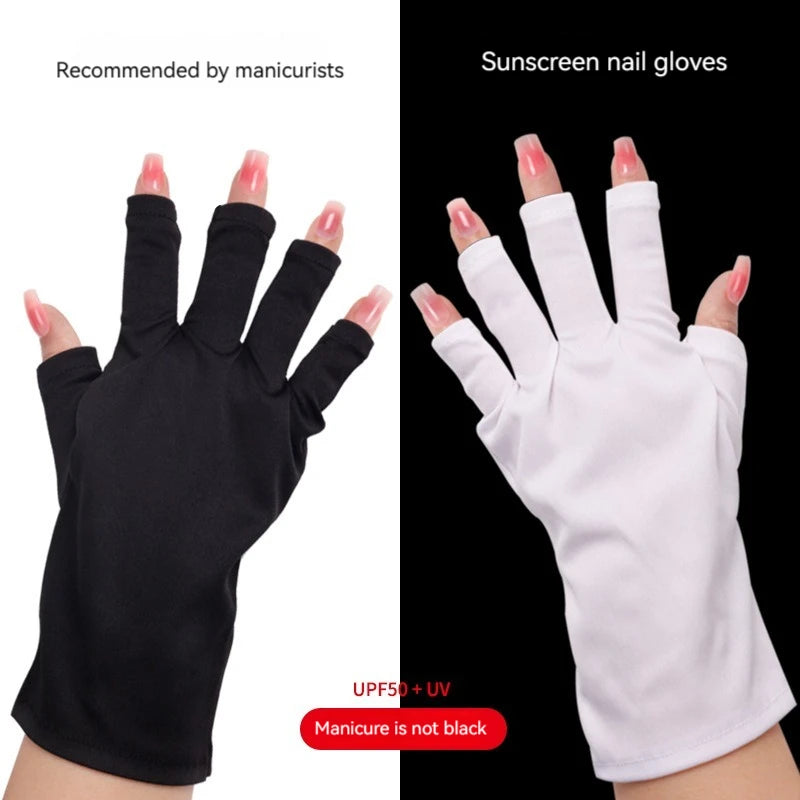 Nail Tools Anti-ultraviolet Uv Gloves Sun Black Half Exposed Fingertips Phototherapy Gloves Short Section