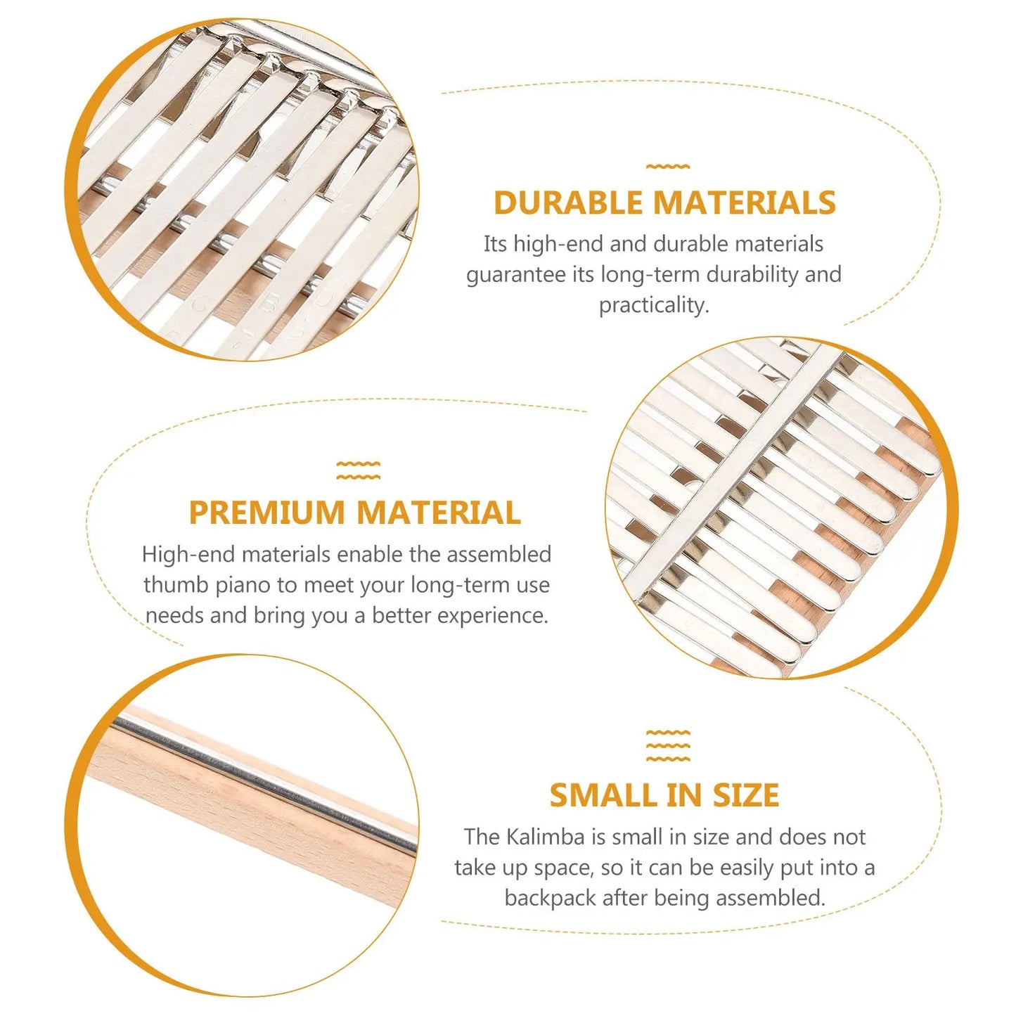 Thumb Piano 17 Tones Kalimba Kit Handmade Parts Wooden Key Musical Instrument Sets Portable Instrument