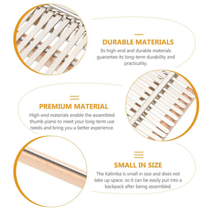 Thumb Piano 17 Tones Kalimba Kit Handmade Parts Wooden Key Musical Instrument Sets Portable Instrument