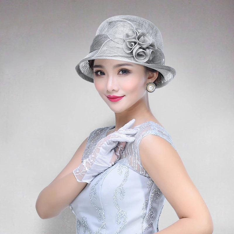 FS Wedding Top Hats For Women Elegant Church Sun Protection Cap Ladies Purple Breathable Sunshade Formal Occasion Millinery