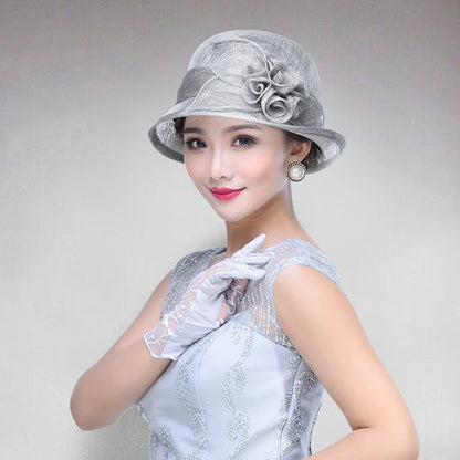 FS Wedding Top Hats For Women Elegant Church Sun Protection Cap Ladies Purple Breathable Sunshade Formal Occasion Millinery