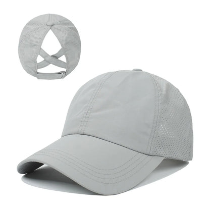 Baseball Caps For Women Hats New Breathable Mesh Sun Visor Hats Female Summer European Outdoor Sports Criss Cross Ponytail Hat