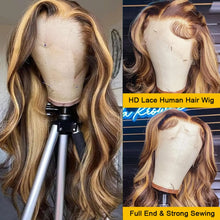 Load image into Gallery viewer, 30 Inch 4/27 Highlight Wig Human Hair Body Wave 13x6 Hd Lace Frontal Wig Brazilian Remy Colored  Transparent Lace 13x4 For Women
