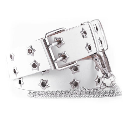 Women's Belt  Large size Double Hole Men Belt Punk Hip Hop Rock Style Subculture Y2K Belt Punch Free Belt for Men and Women