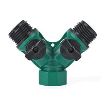 Load image into Gallery viewer, 2 Way Garden Hose Splitter Garden Hose Connector with Faucet Watering Shut Off for Landscaping Flower Planting Irrigation
