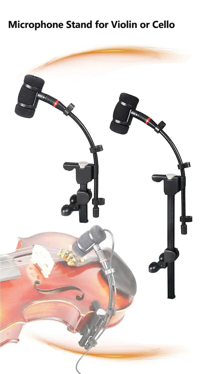 Instrument Microphone Clip Clamp for Violin Mandolin Cello and Wooden Guitar, Mic Stand Rackmount