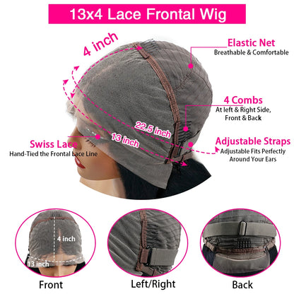 Natural Black Short Bob Wig 220 Density 8-14 Inch Brazilian Human Dark Curly Hair 13x4 Lace Front Wigs Pre Plucked For Women