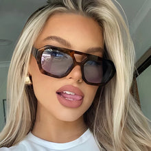 Load image into Gallery viewer, Vintage Square Sunglasses for Women Men Thick Frame Double Bridges Eyewear Female Fashion Chic Polygon Sun Glasses Leopard Blue
