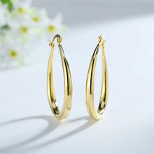 Load image into Gallery viewer, 925 Sterling Silver 18K gold plated 4.4cm oval earrings for women Fashion Party Wedding Accessories Jewelry Christmas Gifts
