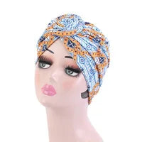 Women tie Turban Hat bohemian style cotton top knot turban african twist headwrap Ladies Hair Accessories India Hat Chemo Cap
