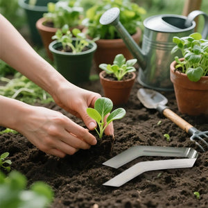 Seedling Transplant Tongs, Stainless Steel Seedling Remove Transplanting Pliers,   Reducing Root Damage (2PCS, Medium)