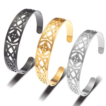 3pcs/set Witch Knot Cuff Bracelet Stainless Steel Pagan Witchcraft Symbol Magic Knot Good Luck Amulet Bangls Celtic Knot Jewelry