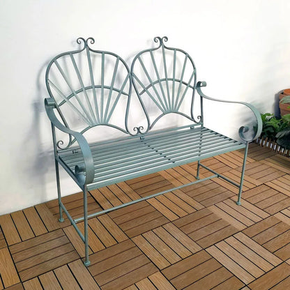 Rust-Resistant Wrought Iron Modern French-Style Foldable Garden Bench Outdoor Patio Furniture with Sturdy & Space-Saving Design