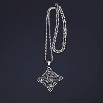 Stainless Steel Witchcraft Witch Knot Pendant Necklace Irish Celtic Knot Lucky Jewelry Anniversary Gift for Men and Women