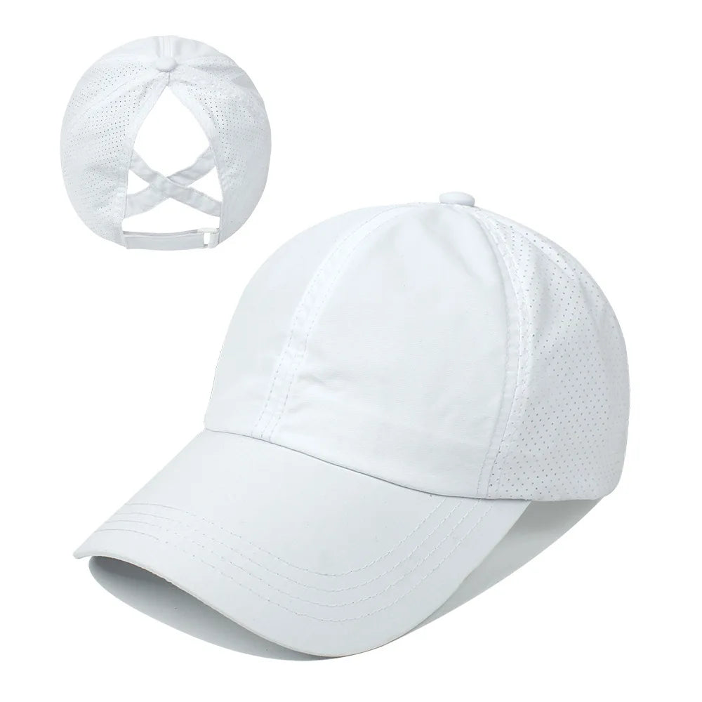 Baseball Caps For Women Hats New Breathable Mesh Sun Visor Hats Female Summer European Outdoor Sports Criss Cross Ponytail Hat