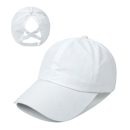 Baseball Caps For Women Hats New Breathable Mesh Sun Visor Hats Female Summer European Outdoor Sports Criss Cross Ponytail Hat