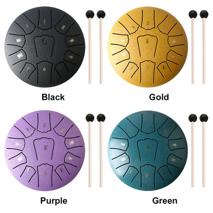 6/3 Inch 11/6 Notes Mini Handpan Drum Finger Picks Percussion Instruments Sound Healing Steel Tongue Drum for Meditation Yoga