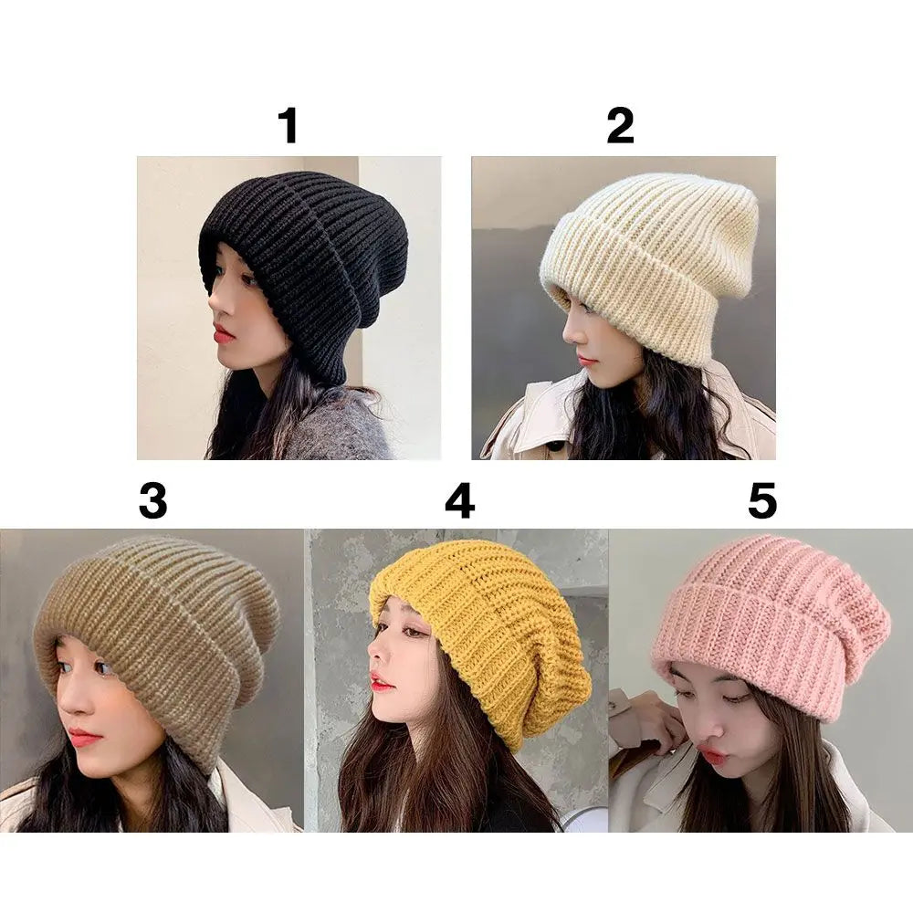 Winter Warm Hats for Women Casual Stacking Knitted Bonnet Caps Men Hats Simple Solid Color Hip Hop Unisex Female Beanies