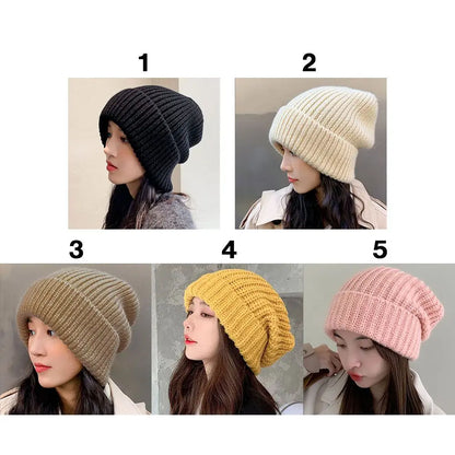 Winter Warm Hats for Women Casual Stacking Knitted Bonnet Caps Men Hats Simple Solid Color Hip Hop Unisex Female Beanies