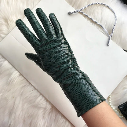 Long Gloves For Women Spring Winter Male Patent Leather Fashion Catwalk Motorcycle Riding Luvas Brilliant Warm Arm Warmer Gants