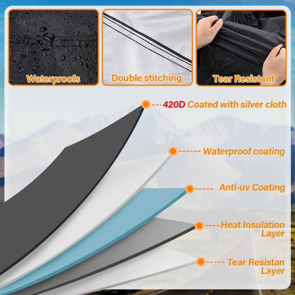 Motorcycle Waterproof Cover 420D UniversalOutdoor Protection Motorbike Rain Cover Sunshade Dustproof Uv Protective Thick Oxford