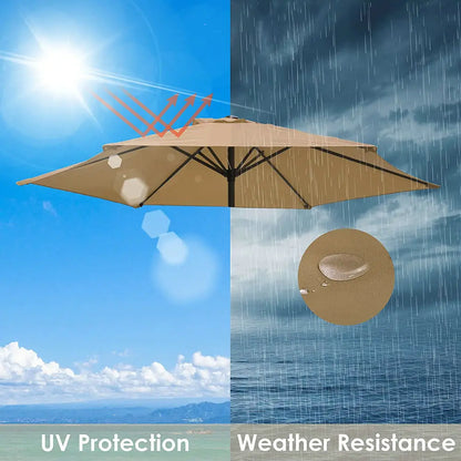 Umbrella Replacement Canopy 6/8 Ribs Patio Umbrella Cloth without Stand 7.5/9/10ft Outdoor Beach Garden Waterproof Parasol Cover