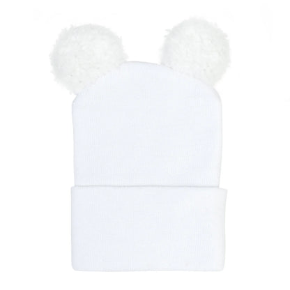 Newborn Baby Beanie Hat Cute Pompom Hairball Knitted Baby Warm Hats Infant Boys Girls Caps Bonnet Soft Hospital Hat Solid Color