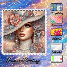 Load image into Gallery viewer, 1 piece - 5D-DIY Flocking cloth Special drill - Diamond painting set - beautiful woman, flower - Mosaic - Diamond art
