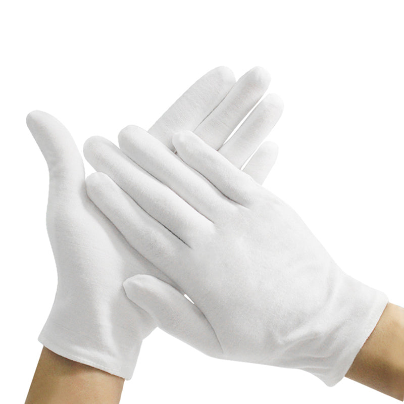 1 Pairs New Full Finger Men Women Etiquette White Cotton Gloves Waiters/Drivers/Jewelry/Workers Mittens Sweat Absorption Gloves