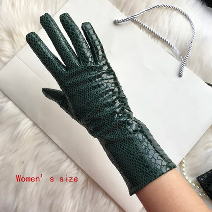 Long Gloves For Women Spring Winter Male Patent Leather Fashion Catwalk Motorcycle Riding Luvas Brilliant Warm Arm Warmer Gants