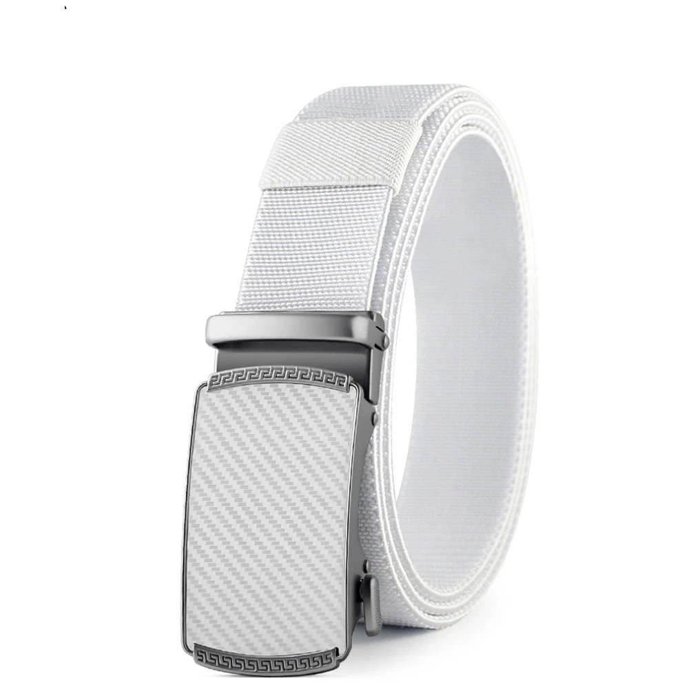 Men Elastic Belt Alloy Automatic Buckle Tough Stretch Nylon Mens Military Tactical Belt Golf Canvas Pants Waistband